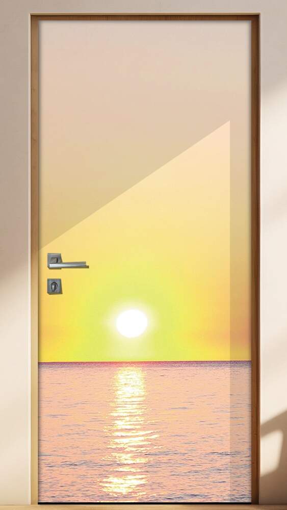 Adesivo Para Porta P�r Do Sol No Mar 2