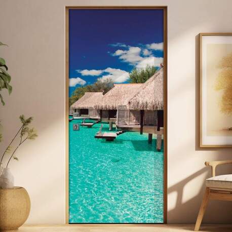 Adesivo Para Porta Paisagem Praia 2