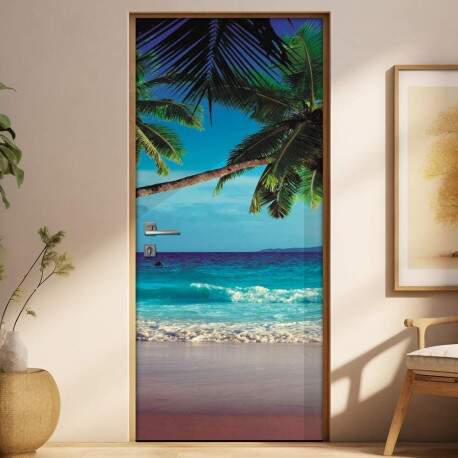 Adesivo Para Porta Paisagem Praia 4