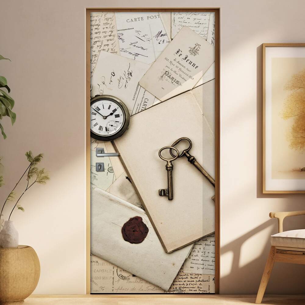 Adesivo Para Porta Vintage Papel Envelhecido