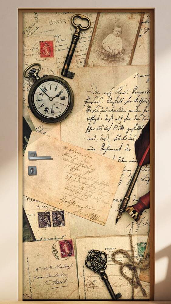 Adesivo Para Porta Vintage Papel Envelhecido 2