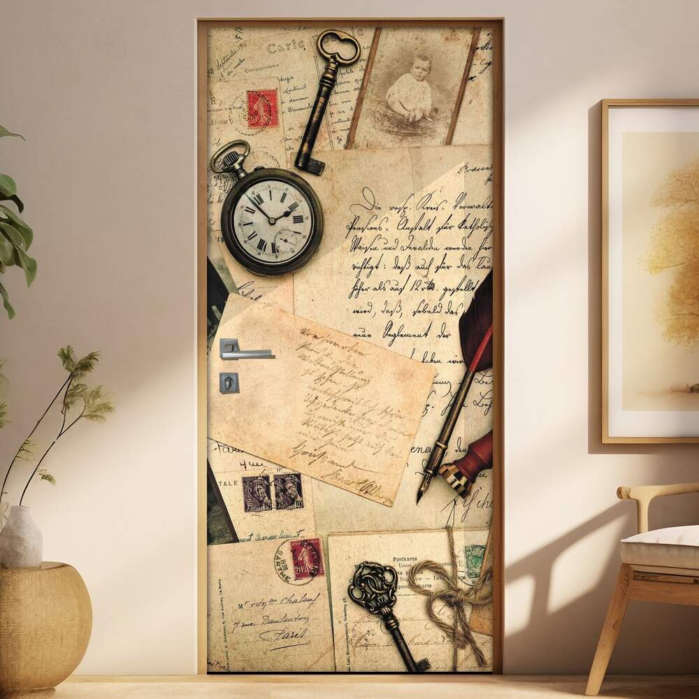 Adesivo Para Porta Vintage Papel Envelhecido 2