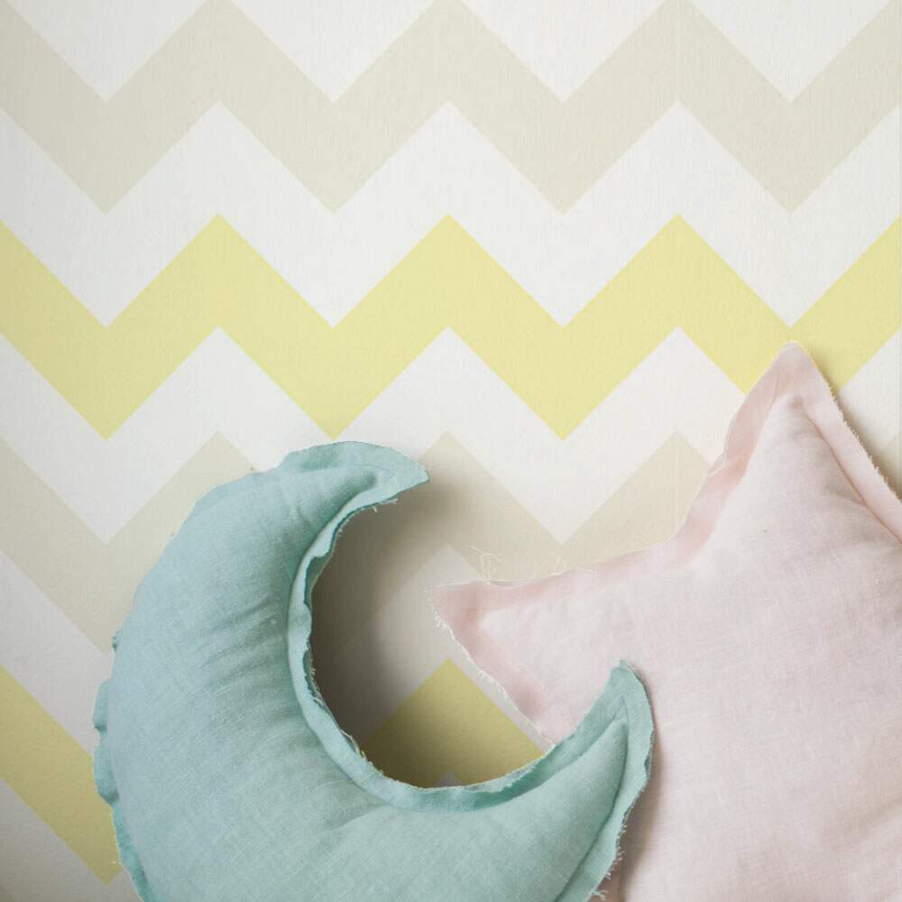 Papel de Parede Chevron Mod - 123 Amarelo e Cinza