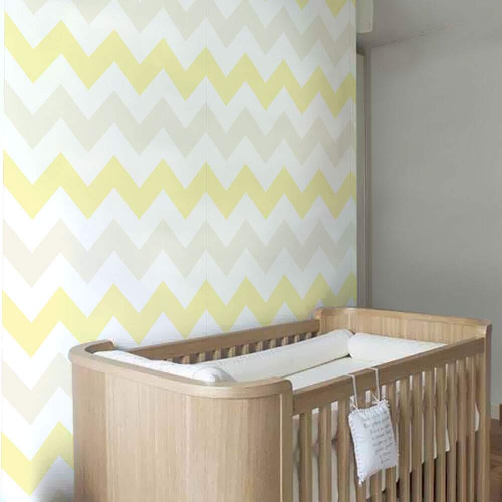 Papel de Parede Chevron Mod - 123 Amarelo e Cinza