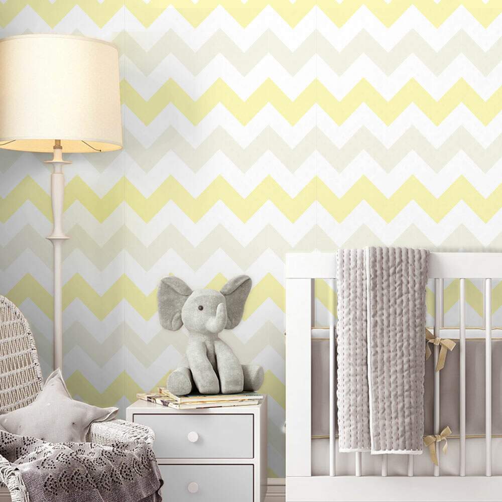 Papel de Parede Chevron Mod - 123 Amarelo e Cinza