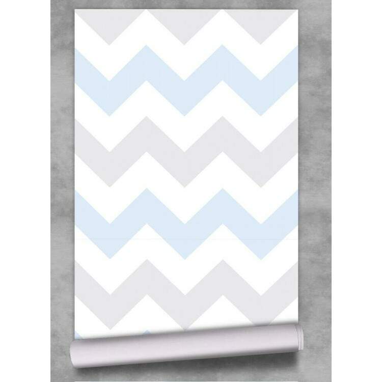 Papel de Parede Chevron Mod - 130 Azul Claro e Cinza