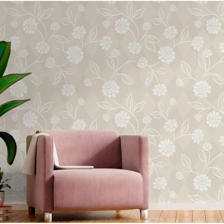 Papel de Parede Floral Mod - 359 Fundo Cinza