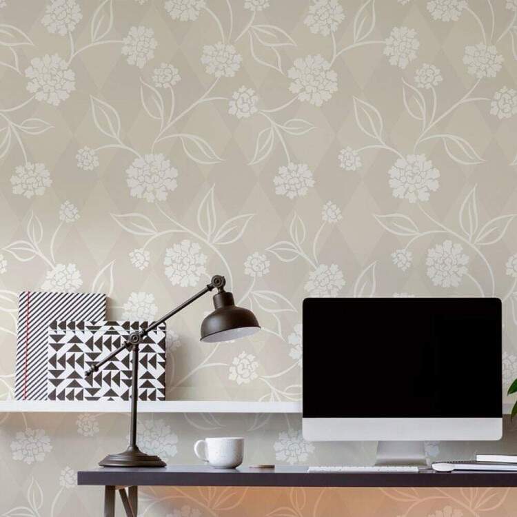 Papel de Parede Floral Mod - 359 Fundo Cinza