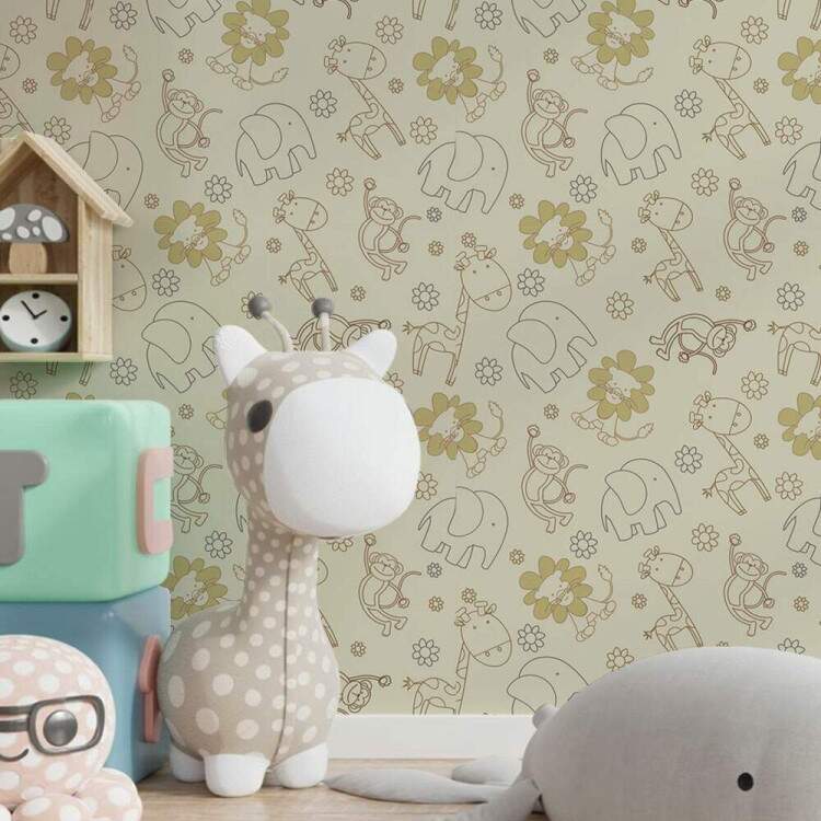 Papel de Parede Infantil Mod - 275 Safri Animais