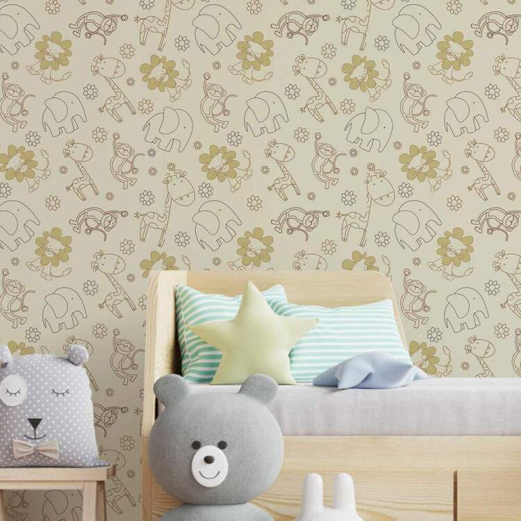 Papel de Parede Infantil Mod - 275 Safri Animais