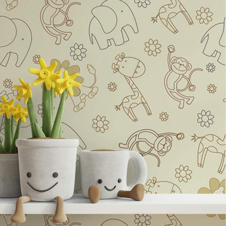 Papel de Parede Infantil Mod - 275 Safri Animais