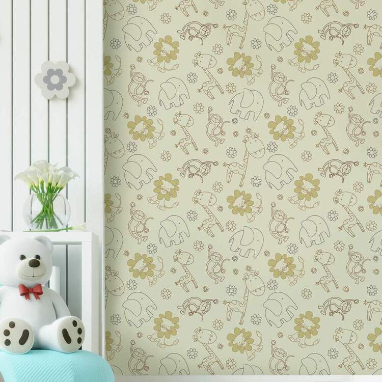 Papel de Parede Infantil Mod - 275 Safri Animais