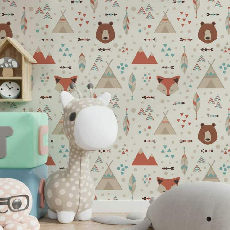 Papel de Parede Infantil Mod - 298 Cabanas Indgenas