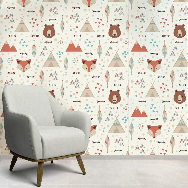 Papel de Parede Infantil Mod - 298 Cabanas Indgenas