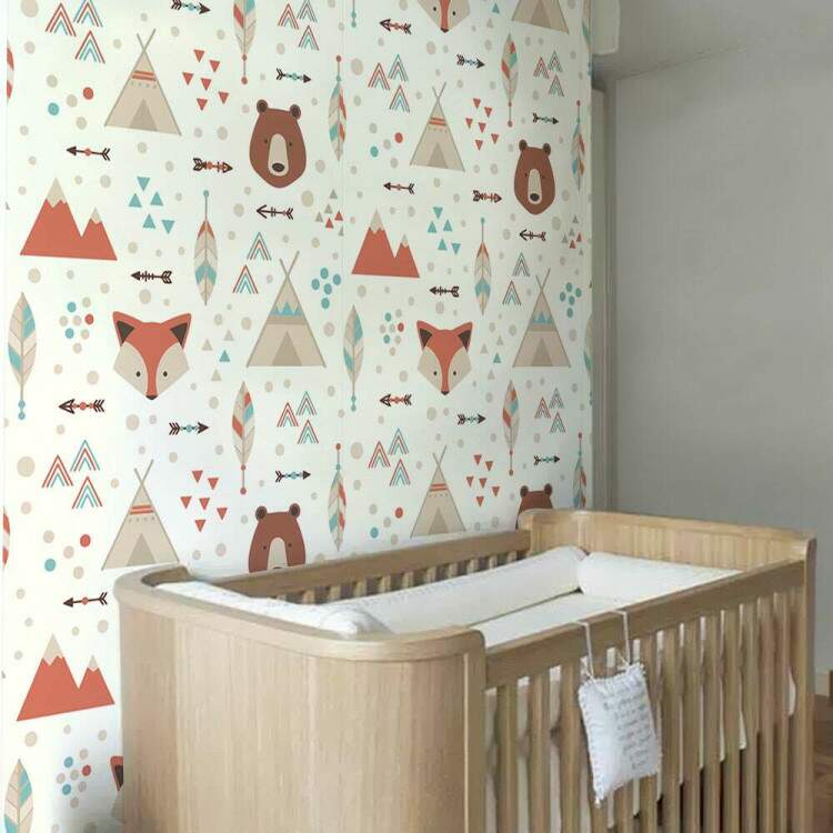 Papel de Parede Infantil Mod - 298 Cabanas Indgenas