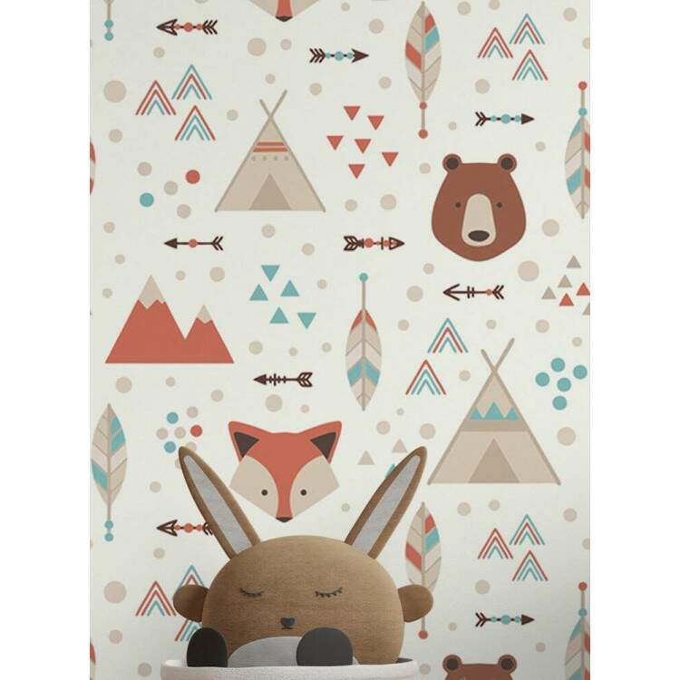 Papel de Parede Infantil Mod - 298 Cabanas Indgenas