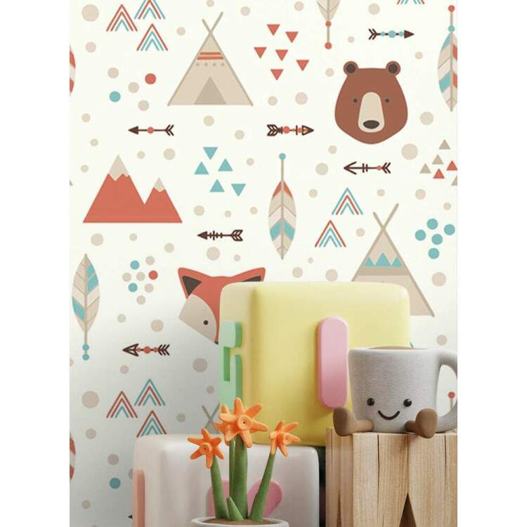 Papel de Parede Infantil Mod - 298 Cabanas Indgenas