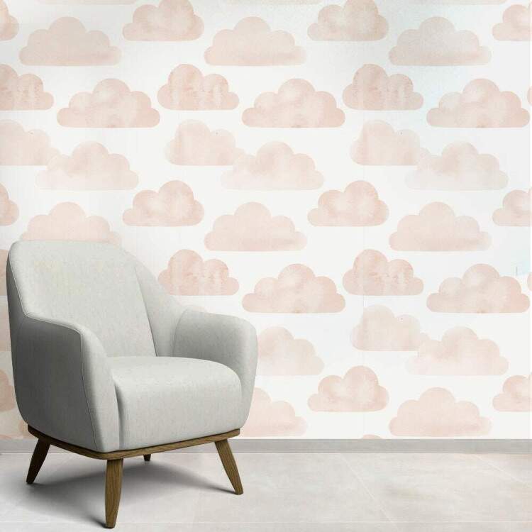 Papel de Parede Infantil Mod - 308 Nuvens Rosas