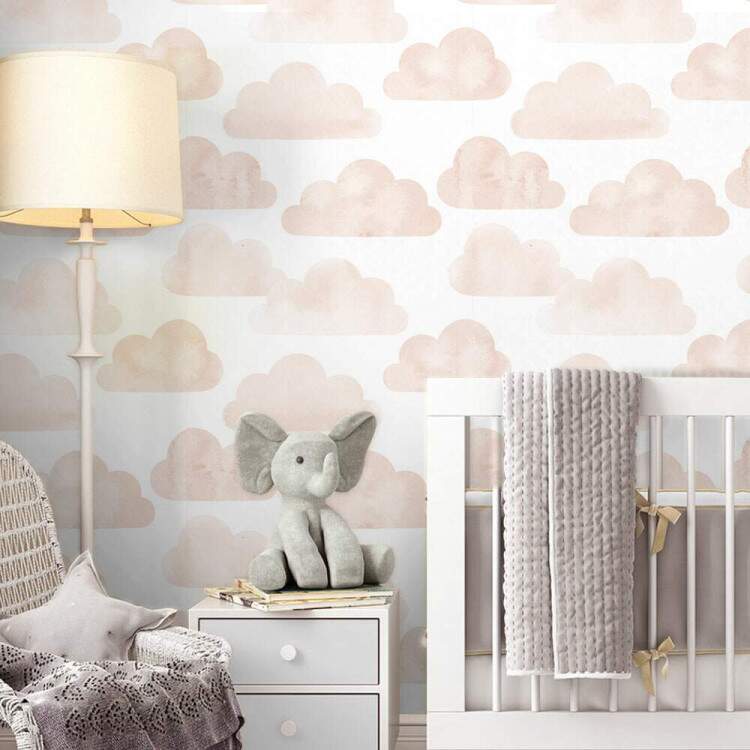 Papel de Parede Infantil Mod - 308 Nuvens Rosas