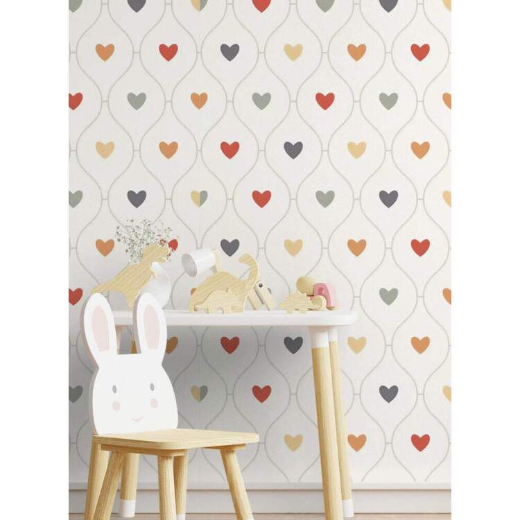 Papel de Parede - Romntico Mod 029 Coraes Coloridos