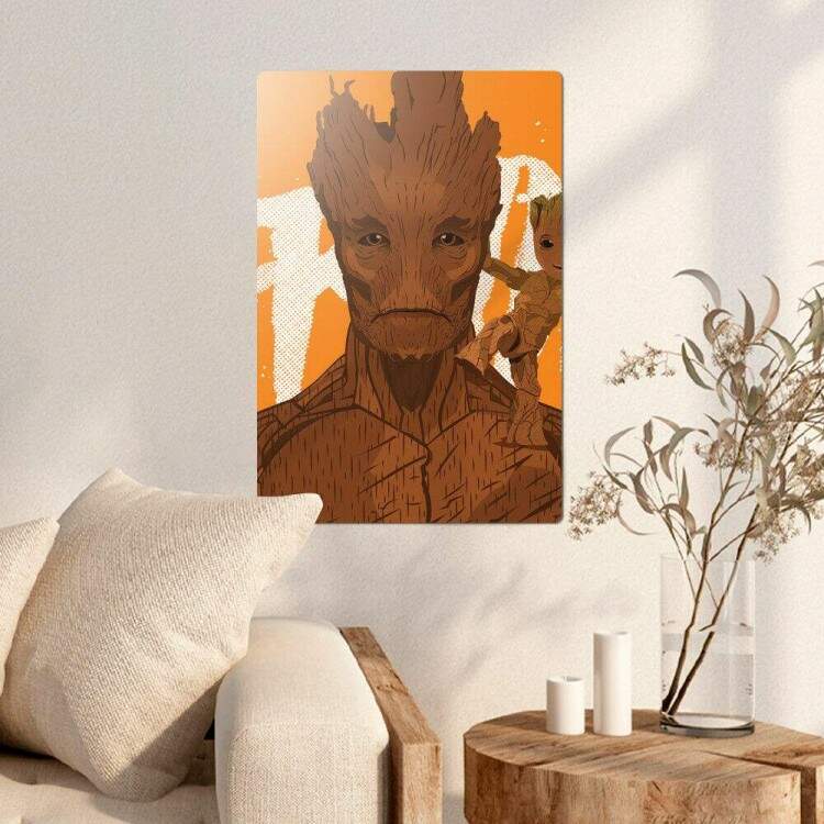 Placa Decorativa Vingadores 28 Groot e Baby Groot