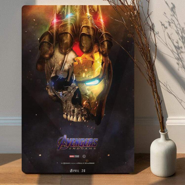 Placa Decorativa Vingadores 33 Thanos e Ironman