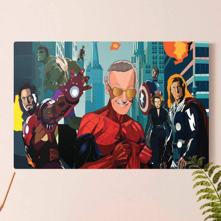 Placa Decorativa Vingadores com Stan Lee