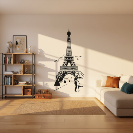 Adesivo de Parede Torre Eiffel Namorados