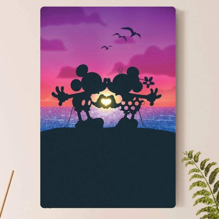 Placa Decorativa Romntica Mickey e Minnie