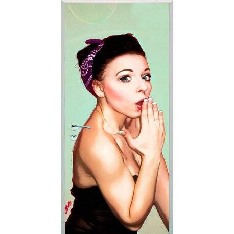 Adesivo Para Porta Retr/Vintage Mulher 03