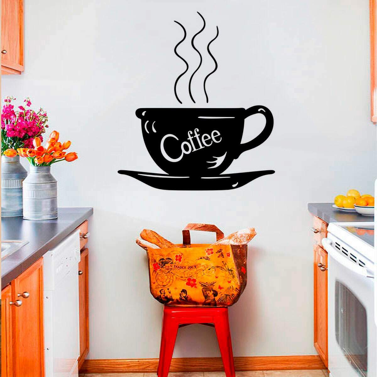 Adesivo de parede para Cozinha modelo X�cara de Caf� 4