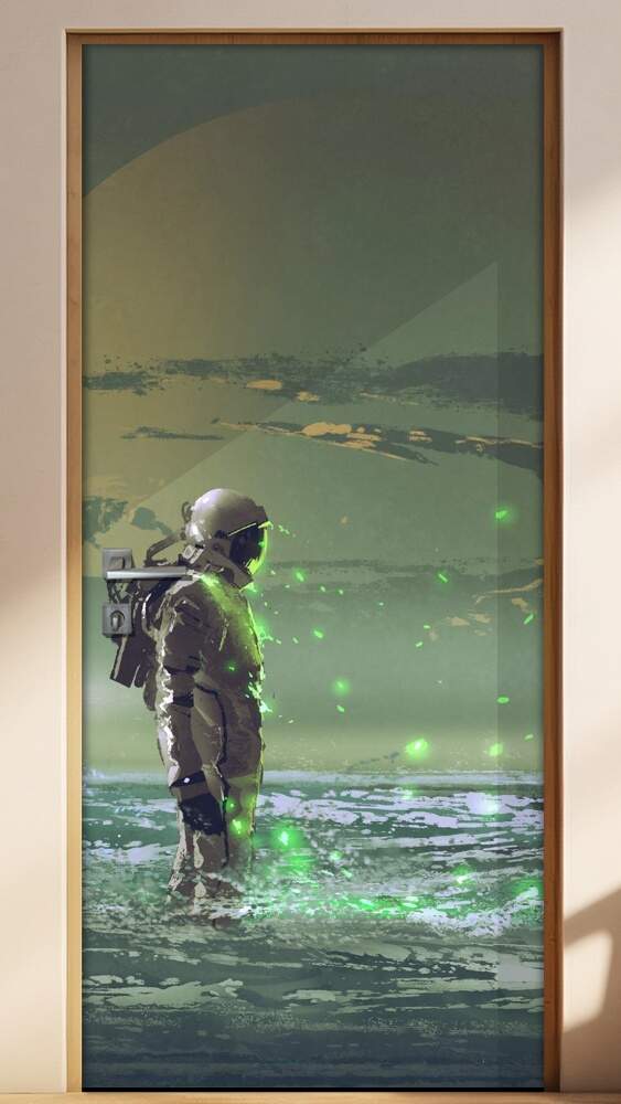 Adesivo Para Porta Astronauta No Mar