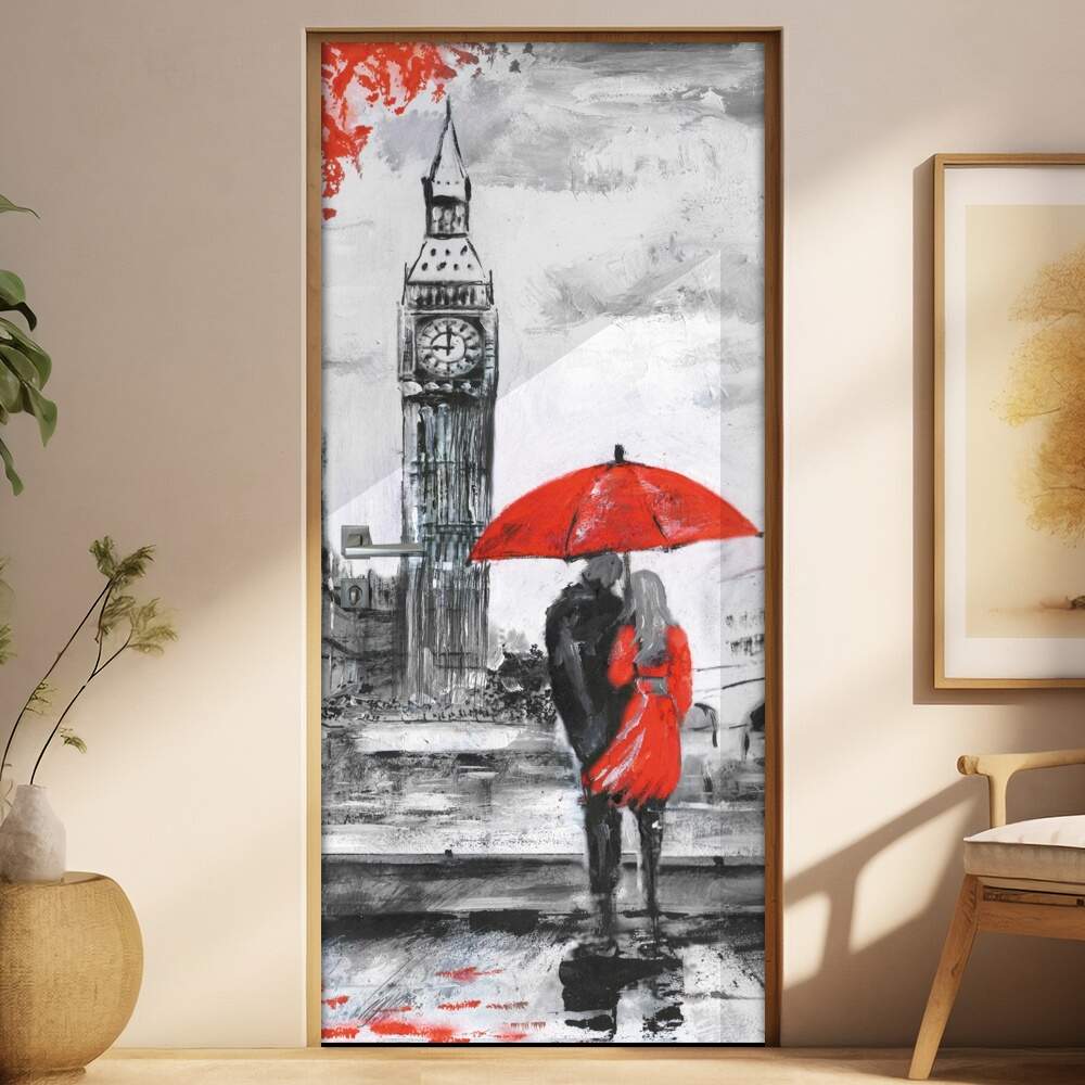 Adesivo para Porta Romntico Casal em Londres