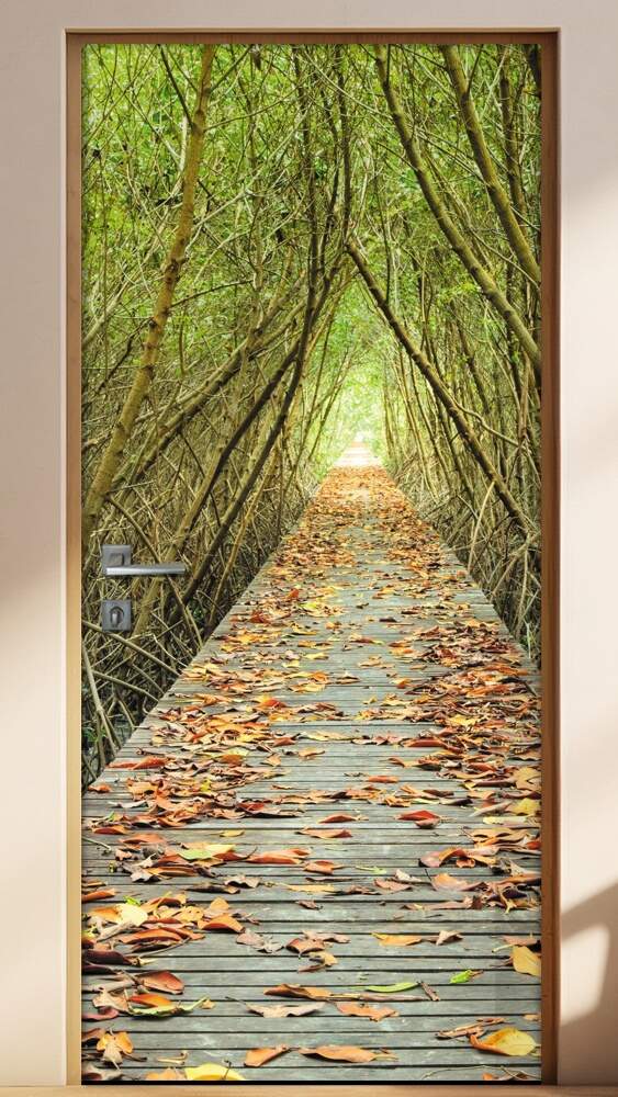 Adesivo para Porta Ponte de Madeira na Floresta