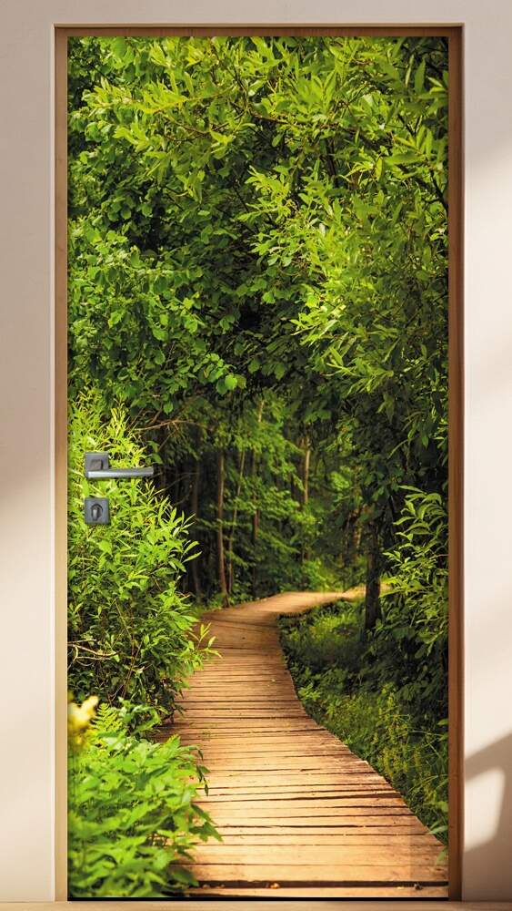 Adesivo para Porta Ponte Madeira na Floresta