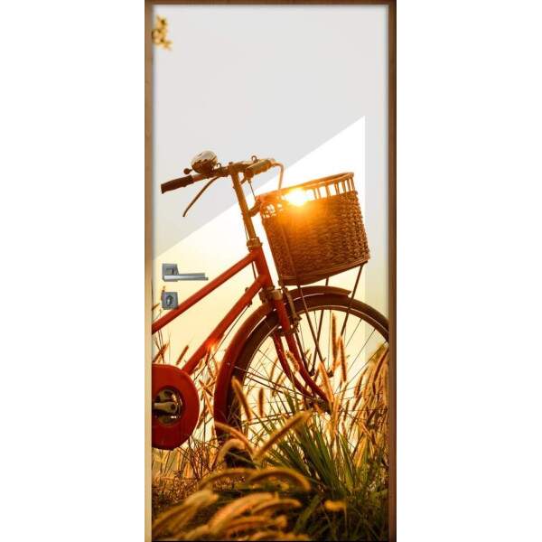 Adesivo para Porta Paisagem 20 Bicicleta com Cesta