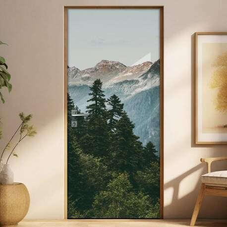 Adesivo para Porta Paisagem 24 Montanhas com Neve