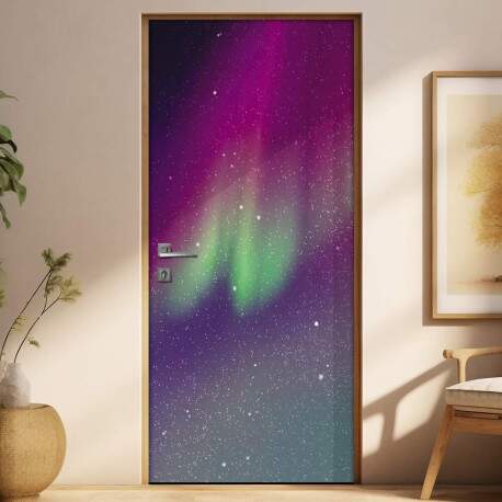 Adesivo para Porta Paisagem 29 Aurora Boreal