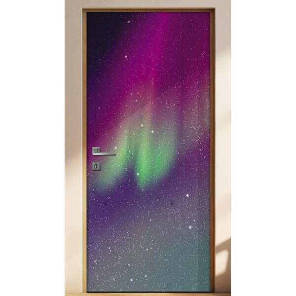 Adesivo para Porta Paisagem 29 Aurora Boreal
