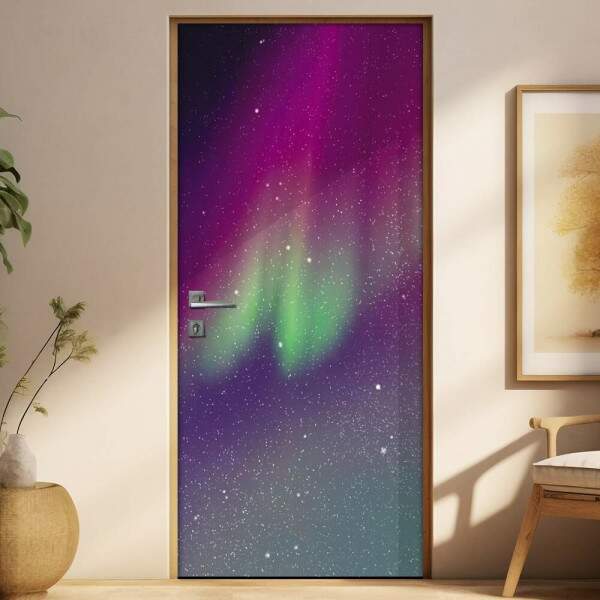 Adesivo para Porta Paisagem 29 Aurora Boreal