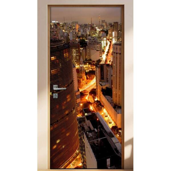 Adesivo para Porta Paisagem 31 Urbano a Noite