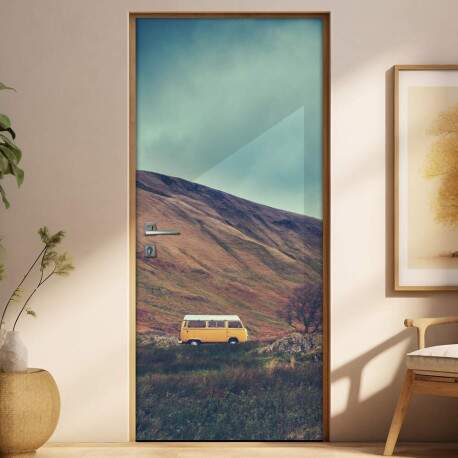 Adesivo para Porta Paisagem 44 Kombi na Estrada