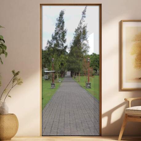 Adesivo para Porta Paisagem 46 Calada com rvores