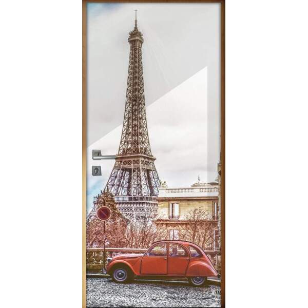 Adesivo para Porta Paisagem 47 Torre Eiffel com Fusca