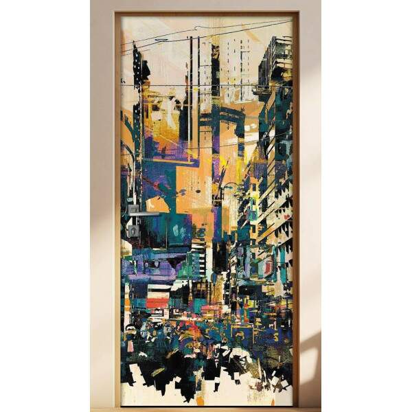 Adesivo para Porta Paisagem 53 Cidade Aquarela