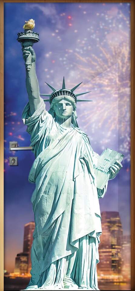 Adesivo para Porta Paisagem 60 Esttua da Liberdade