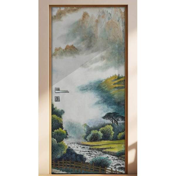 Adesivo para Porta Paisagem 73 Floresta e Montanhas