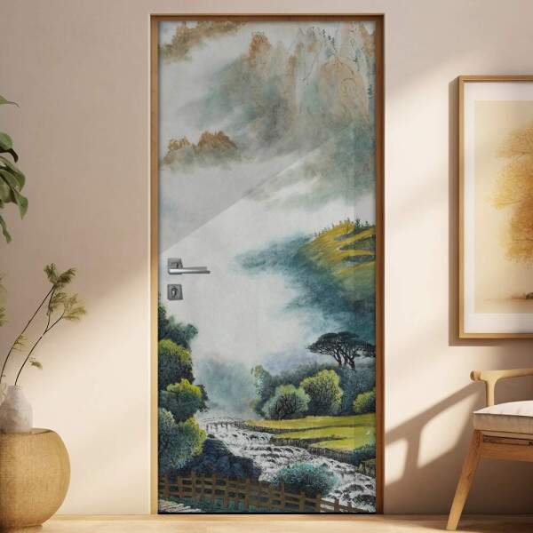 Adesivo para Porta Paisagem 73 Floresta e Montanhas