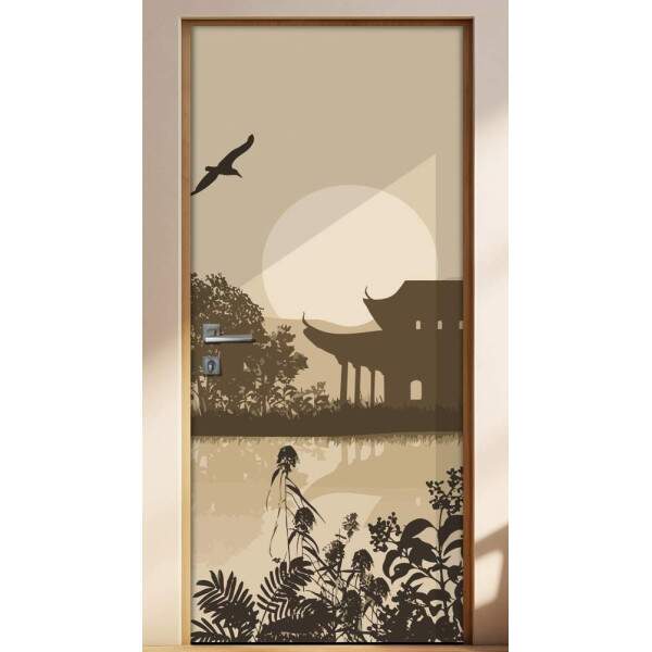 Adesivo para Porta Paisagem 81 Templo Oriental