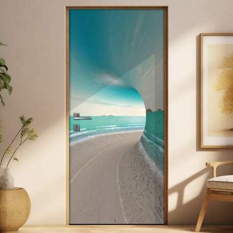 Adesivo Para Porta Paisagem Redemoinho No Mar